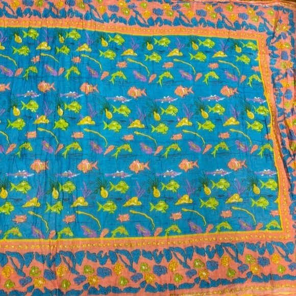 BIJOU Womens Cotton Lightweight Scarf Colorful Fish Sea Life Beach Casual Ocean - Picture 5 of 8